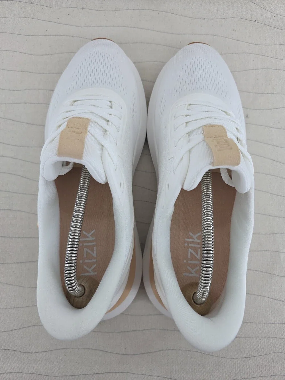 Kizik Womens Athens Step-in Mesh Ivory Peach Walking Athletic Shoes Size 11
